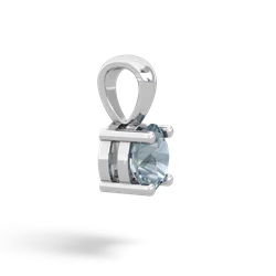 Aquamarine 6Mm Round Solitaire 14K White Gold pendant P1786