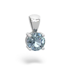 Aquamarine 6Mm Round Solitaire 14K White Gold pendant P1786