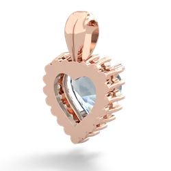 Aquamarine Sparkling Halo Heart 14K Rose Gold pendant P0391