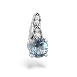 Aquamarine Antique Elegance 14K White Gold pendant P3100