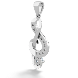 Aquamarine G-Clef Music 14K White Gold pendant P5830