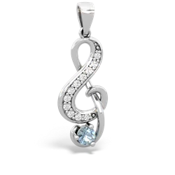 Aquamarine G-Clef Music 14K White Gold pendant P5830