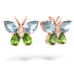 Aquamarine Butterfly 14K Rose Gold earrings E2215