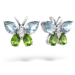 Aquamarine Butterfly 14K White Gold earrings E2215