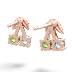 Aquamarine Sweet Cherries 14K Rose Gold earrings E7001