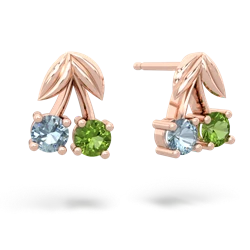 Aquamarine Sweet Cherries 14K Rose Gold earrings E7001