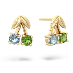 Aquamarine Sweet Cherries 14K Yellow Gold earrings E7001