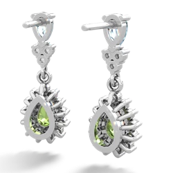 Aquamarine Halo Pear Dangle 14K White Gold earrings E1882