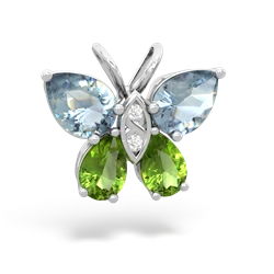 Aquamarine Butterfly 14K White Gold pendant P2215