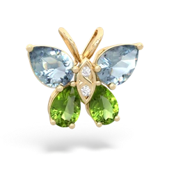 Aquamarine Butterfly 14K Yellow Gold pendant P2215