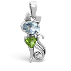 Aquamarine Kitten 14K White Gold pendant P5780