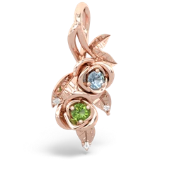 Aquamarine Rose Vine 14K Rose Gold pendant P5680