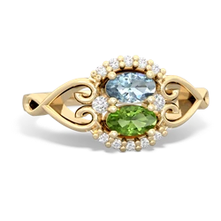 Aquamarine Love Nest 14K Yellow Gold ring R5860