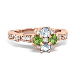 Aquamarine Sparkling Tiara Cluster 14K Rose Gold ring R26293RD