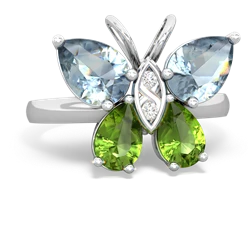 Aquamarine Butterfly 14K White Gold ring R2215