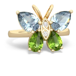 Aquamarine Butterfly 14K Yellow Gold ring R2215