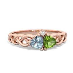 Aquamarine Heart To Heart Braid 14K Rose Gold ring R5870