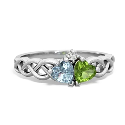 Aquamarine Heart To Heart Braid 14K White Gold ring R5870