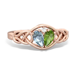 Aquamarine Celtic Love Knot 14K Rose Gold ring R5420