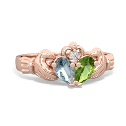 Aquamarine 'Our Heart' Claddagh 14K Rose Gold ring R2388