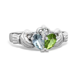 Aquamarine 'Our Heart' Claddagh 14K White Gold ring R2388