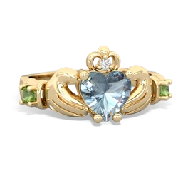 Aquamarine Claddagh Keepsake 14K Yellow Gold ring R5245