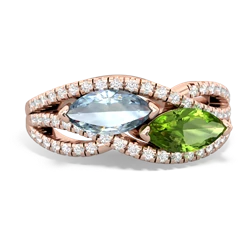 Aquamarine Diamond Rivers 14K Rose Gold ring R3070