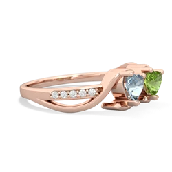 Aquamarine Side By Side 14K Rose Gold ring R3090