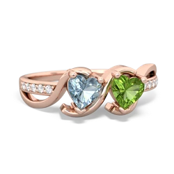 Aquamarine Side By Side 14K Rose Gold ring R3090