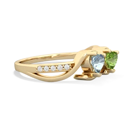 Aquamarine Side By Side 14K Yellow Gold ring R3090