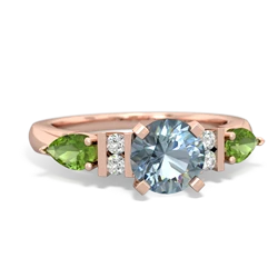 Aquamarine 6Mm Round Eternal Embrace Engagement 14K Rose Gold ring R2005