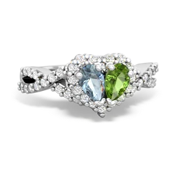 Aquamarine Diamond Twist 'One Heart' 14K White Gold ring R2640HRT