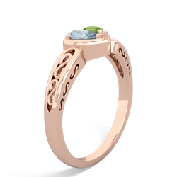 Aquamarine Filligree 'One Heart' 14K Rose Gold ring R5070