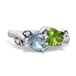 Aquamarine Floral Elegance 14K White Gold ring R5790