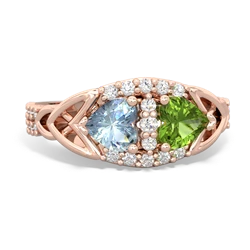 Aquamarine Sparkling Celtic Knot 14K Rose Gold ring R2645