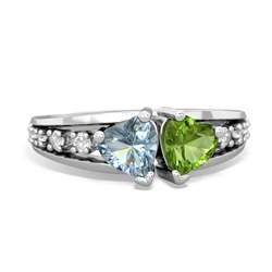 Aquamarine Heart To Heart 14K White Gold ring R3342