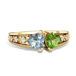 Aquamarine Heart To Heart 14K Yellow Gold ring R3342