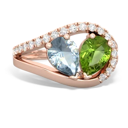 Aquamarine Nestled Heart Keepsake 14K Rose Gold ring R5650