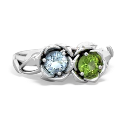 Aquamarine Rose Garden 14K White Gold ring R5510