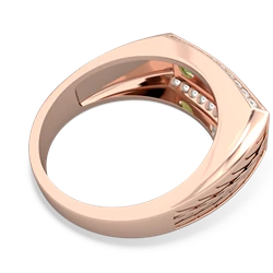 Aquamarine Three Stone Tire Tread Men's 14K Rose Gold ring R0520