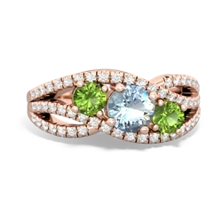 Aquamarine Three Stone Aurora 14K Rose Gold ring R3080