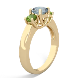 Aquamarine Three Stone Round Trellis 14K Yellow Gold ring R4018