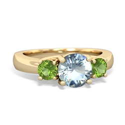 Aquamarine Three Stone Round Trellis 14K Yellow Gold ring R4018