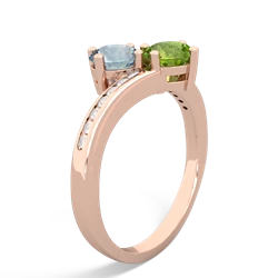 Aquamarine Channel Set Two Stone 14K Rose Gold ring R5303