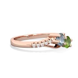 Aquamarine Infinity Pave Two Stone 14K Rose Gold ring R5285