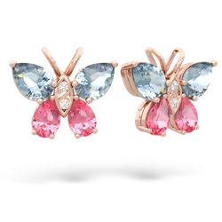 Aquamarine Butterfly 14K Rose Gold earrings E2215