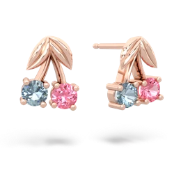 Aquamarine Sweet Cherries 14K Rose Gold earrings E7001