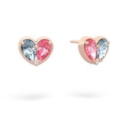 Aquamarine 'Our Heart' 14K Rose Gold earrings E5072