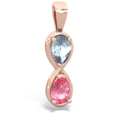 Aquamarine Infinity 14K Rose Gold pendant P5050