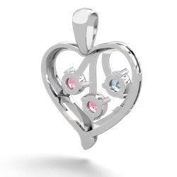 Aquamarine Glowing Heart 14K White Gold pendant P2233